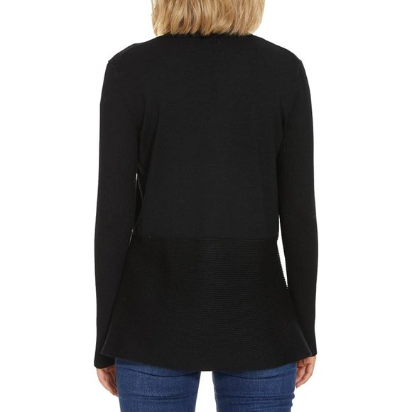 Verve Ami Black Cardigan Draped Open Front Waterfall - Picture 3 of 7